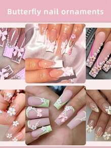 600Pcs Bow Nail Charms And Flatback Pearls,White Pink Bowknot 3D Cute Nail Charms Acrylic Flower For Nail Supplies Design,White Half Pearls For Nail Decoration DIY Crafts Y2K Nail Art Accessories