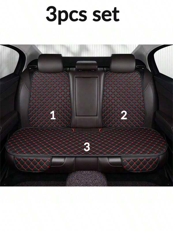 3er-Set neue bequeme Nappa-Leder Universal Autositzbezüge, mit Stern-Stickerei Rückenlehne und rutschfestem Design, geeignet für alle Jahreszeiten