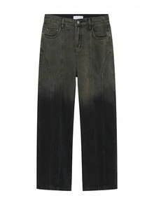 Men's Retro Vintage Vintage Gradient Workwear Loose Jeans For Street Dance, Skateboarding, Daily Life, Street, Hip-Hop, Enlarged Straight Leg Men's Denim - 黑色 - 查看 2