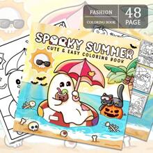 [Healing & Stress Relief] "Spooky Summer" 48-Page Coloring Book - Cute Pixies' Summer Time For You To Color, Beginner-Friendly Tracing & Doodle Art For Stress Relief, Thick & Opaque, Safe & , Back To School Gift (Recommended For Use With A Painting Pad)