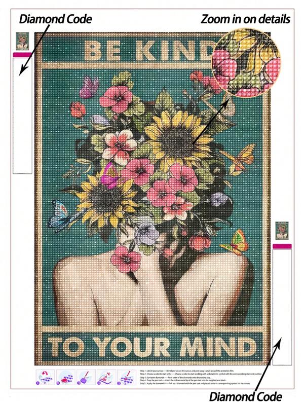 |5D DIY Diamond Painting|Pop Blooming Women 5D DIY Embroidery Mosaic Art, Flowers And Women Canvas Wall Art Print. Home Decor Diamond Painting, Handmade Decorative Painting, DIY Your Own Wall Art, Enjoy The Fun Of Hands-On, Best Gift For Friends Diamond Painting Diamond Art