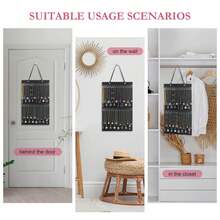 Reversible Felt Necklace Organizer - Wall-Mounted Jewelry Storage & Display Holder For Home Decor - Black - View 5