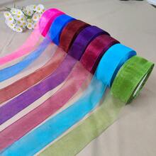 1 Roll 4cm Wide 45m Length Luxury Tulle Ribbon Bowknot Organza Fabric Flowers Gift Wrapping Sewing Accessories, For Birthday Party, Bridal Wedding, Holiday Gift, Rainbow Sheer Organza Ribbon, Width 1.57 Inch, Length 45m, Multi-Color, Suitable For DIY Rose, Fresh Flower Gifts Packaging, Wedding Party Bows, Applicable For Bouquets, Hair Accessories, Christmas And Easter Party Decoration, Valentine's Day Gift Wrapping, Bohemian Style, Wedding Ceremony Venue Decor, Bridal Shower