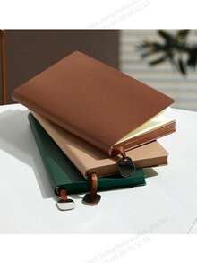 1 Sổ tay A6 có mặt kim loại, sổ nhật ký bằng da PU, 100 trang, sổ tay bỏ túi, 6,97in X 3,94in, bìa cứng - A6 - Xem 6