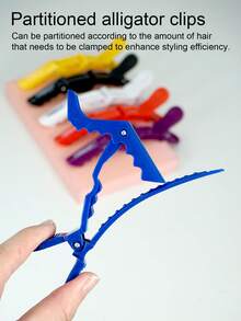6pcs Salon Alligator Clips, Plastic Alligator Clips, Hairdressing Seamless Bangs Clips ,Pastel Alligator Hair Clips,Duckbill Alligator Clips,Professional Styling Clips For Women, Non-Slip Design, Makeup Artist Side Positioning Clips ,Hairdressing Tools Barber Partition Clips,Slick Back Brush,Barber Accessories,Hair Dryer - Multicolor - View 6