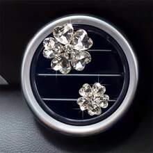 2 件套心形水晶花卉汽车出风口夹，5 种颜色可选，空气清新剂，汽车配件，可爱花卉汽车装饰，女士礼物 - 彩色 - 查看 11