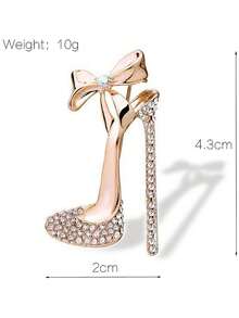 Elegant Rhinestone-Encrusted Gradient Bow Brooch Pin - Chic Alloy Fashion Accessory For Women's Blazers, Cardigans & Shawls, With Sparkling High Heel Design - 0091 - View 2