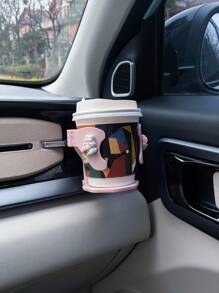 Cute Cartoon In-Car Cup Holder, Car Air Vent Beverage Cup Stand Attachment, Cigarette Ashtray Portable Bracket Anti-Slip Anti-Shake, Multifunctional Air Vent Fixator & Tray Organizer