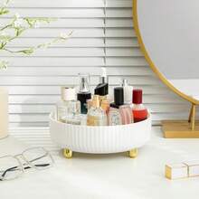 1Makeup Perfume Organizer Tray 360 Degree Rotating Lazy Susan Skincare Lotion Organizer Spinning Cosmetics Storage For Dresser, Vanity, Bathroom Countertop, Small Ivory White - Grey - View 7