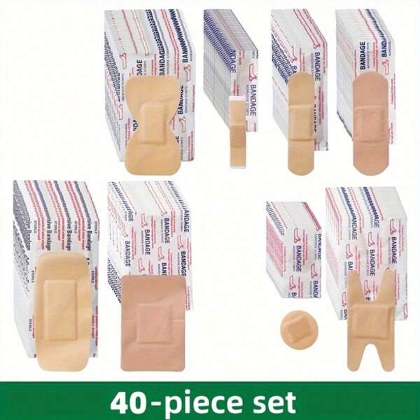 40 Pieces Set Of English Multi Specification Adhesive Tape, PE Breathable Waterproof Adhesive Tape, Asymmetric Combination H Butterfly Foot Adhesive Tape For Emergency Kit Bag