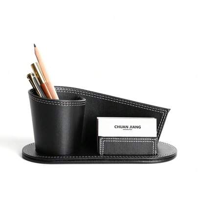 1 peça de acessórios de escritório, criativo, estiloso, porta-lápis de couro, organizador multifuncional para papelaria, suporte para cartões de visita, volta às aulas, material escolar, estojo para lápis, bolsa para lápis, mochila escolar