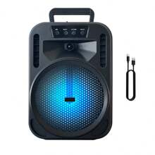 Dazone Portable Bluetooth Speaker 6.5-In Woofer Wireless Speaker Subwoofer USB Rechargeable Heavy Bass LED Party PA Sound System AUX FM Remote Control LED Light Handle