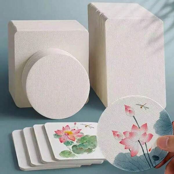 50 Sheets 300g Heavyweight Watercolor Paper - Thick Textured Sketch Paper For Professional Painting, Sketching, Origami & Art School Supplies - Ideal For Small Art Works, Postcards & School Projects, Painting Art Supplies,Back To School