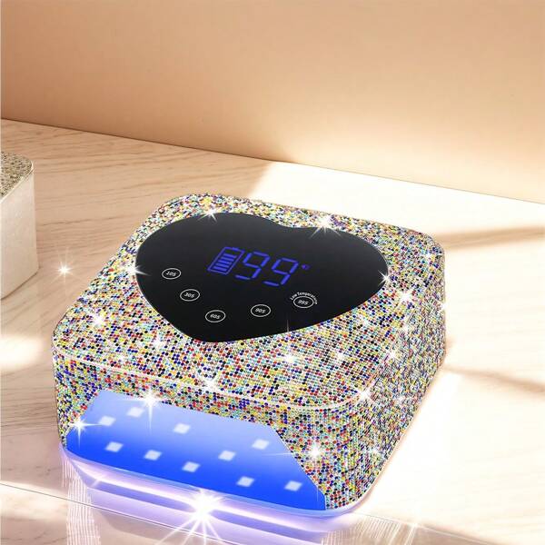72W UV Nail Lamp For Gel Nails, 5 Timer Settings, Touch Control And Auto Sensor, Rechargeable Lithium Battery Nail Dryer For Quick Curing And Drying Of Gel Nails, Professional Salon And Home Use LED Nail Light