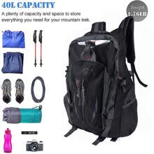 40L Outdoor-Wanderrucksack Herren Damen ,Großes Fassungsvermögen Leichter Reiserucksack,zum Wandern Radfahren Reisen Klettern Trekking,Schwarz