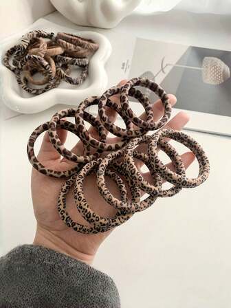 5pcs Set Minimalist High Elasticity Textured Pattern Hair Ties, Leopard Print Scrunchies, Basic Ponytail Holders Suitable For All Seasons ,Animal Print ,Hair Rope Hairbands