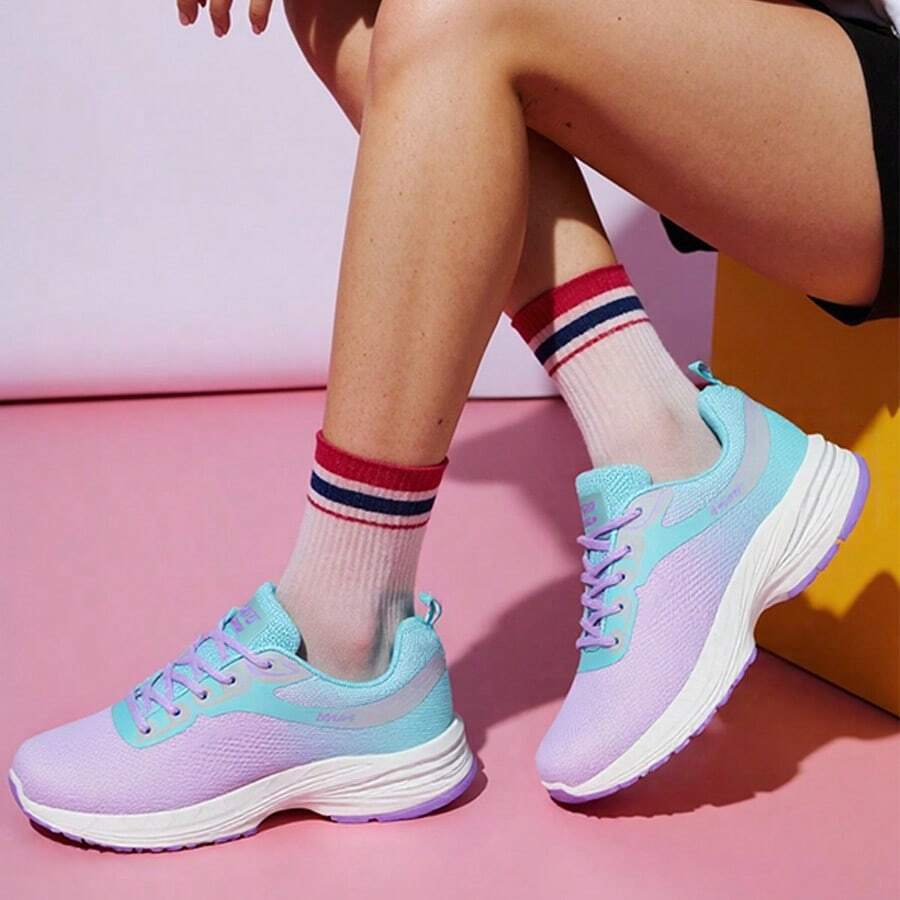 Zapatillas deportivas cómodas y ligeras, zapatillas de running de malla transpirable, zapatillas de senderismo, zapatillas de fitness para el día a día de las mujeres. - Púrpura malva - Ver 1