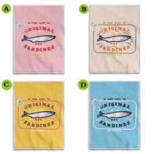 1 pièce Torchon de cuisine à sardine, torchon de cuisine imprimé de petits poissons de dessin animé, torchon de table de style ferme, torchon pour vaisselle de cuisine, torchon pour sécher la vaisselle de cuisine, cadeaux de fête, fournitures de cuisine