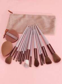 15 pièces Ensemble de pinceaux de maquillage, 13 pinceaux de maquillage et 2 éponges de maquillage, utilisation double humide et sèche, outils de maquillage essentiels, cadeau idéal pour Noël, Nouvel An, Fête des Mères, Remise des diplômes