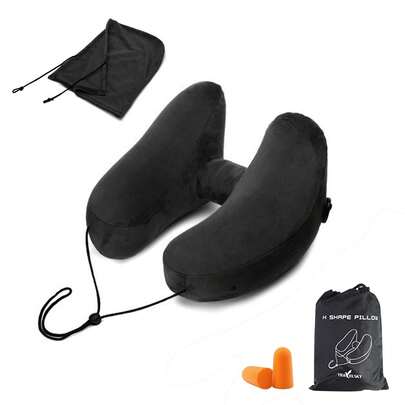  AIMECO ネックピロー 飛行機 H型 枕 車 新幹線 首枕 首が痛くならない 車 夜行バス 低反発 クッション 超軽量 トラベルピロー 旅行 エアーピロー フード付き 空気枕 仮眠 快眠ピロー オフィス/出張/新幹線/飛行機/夜行バス 携帯枕 旅行グッズ コンパクト 収納バッグ付き