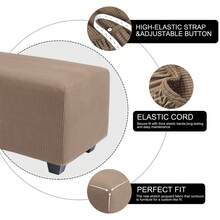 High Stretch Ottoman Cover With Elastic Bottom, Soft Slipcover Jacquard Fabric Small Checks Rectangle Storage Stool Cover Furniture Covers - 休耕 - 查看 4