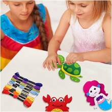 6/8 件儿童缝纫工艺套装毛毡动物儿童生日礼物益智玩具毛绒动物套装 DIY 套装适合男孩和女孩 - 彩色 - 查看 8