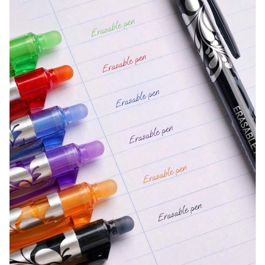 Colorful Erasable Ballpoint Pens 0.5mm Fine Tip Smooth Writing Retractable Pens With Ergonomic Oval Barrel Ideal For School Office High Quality Gift For Students Teachers Unique Gel Ink Pens For Notes Documents Back To School