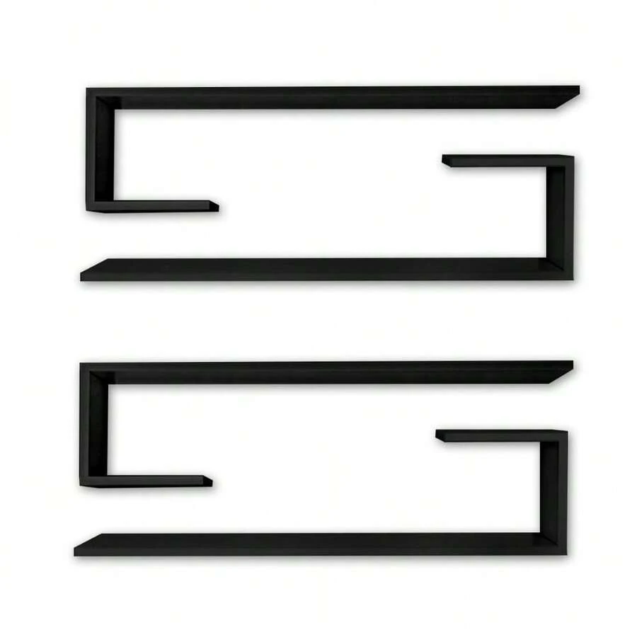 2 Bookcases, Shelves, Niches, White, 15 Mm - Black - View 1