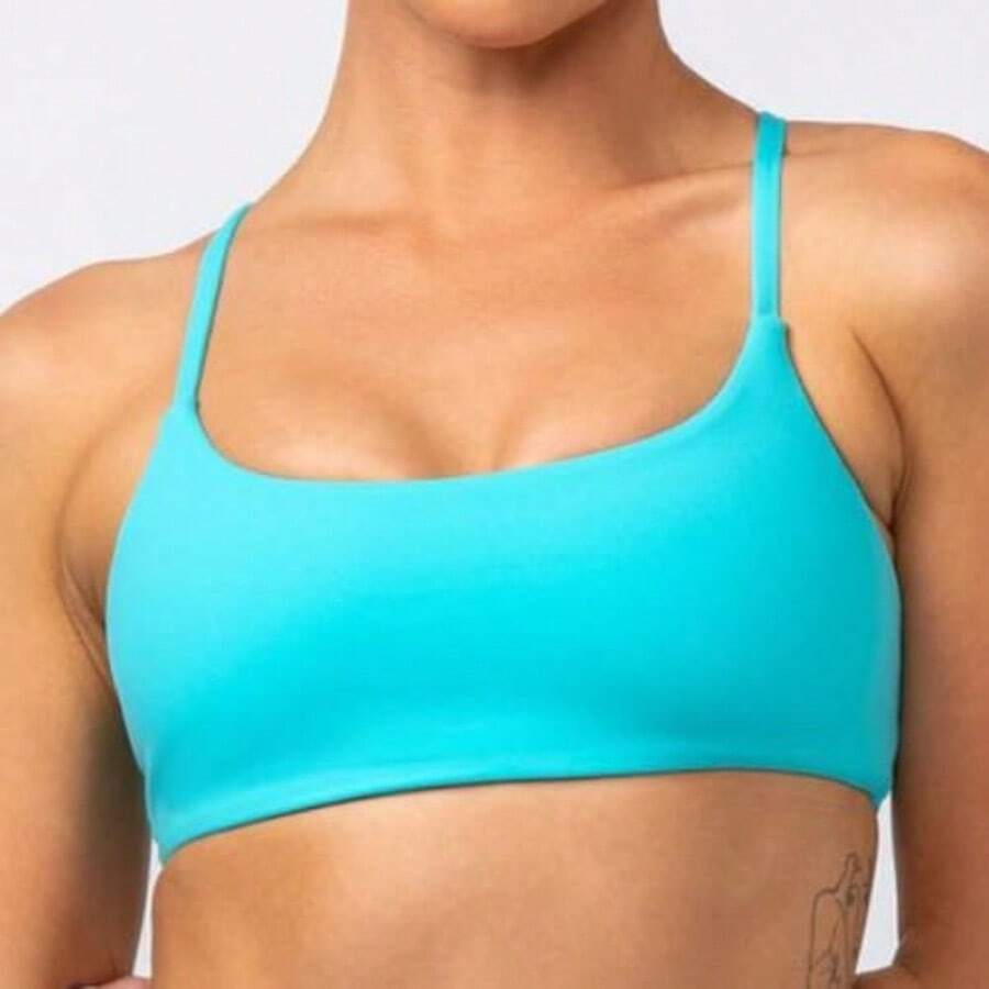 Gym Top Double Band With Removable Pad Thin Strap Zero Transparency Fashion Colors - 綠色 - 查看 1