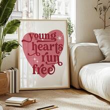 Affiche de musique vintage "Young Hearts Run Free", affiche de musique soul des années 70, décoration rétro de bar, cadeau pour les amateurs de musique, art mural de musique en forme de cœur, sans cadre - Multicolore - Voir 2