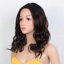 Synthetic Hair Body Wave Wig Full Machine Wigs For Women Loose Deep Wave Hair Wig Cosplay No Lace Full Machine - Tự nhiên & Đen - Xem 5