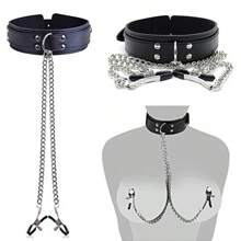 1pc Adult Products Erotic Collar Nipple Clip Punishment Leash Femdom Props Male And Female Masochistic Breast Sm Product