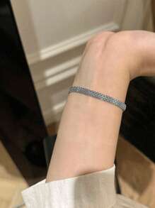 1 pièce Bracelet vintage simple en argent sterling 925 pour femme. Bijou de qualité pour dames, cadeau pour fête, anniversaire ou port quotidien