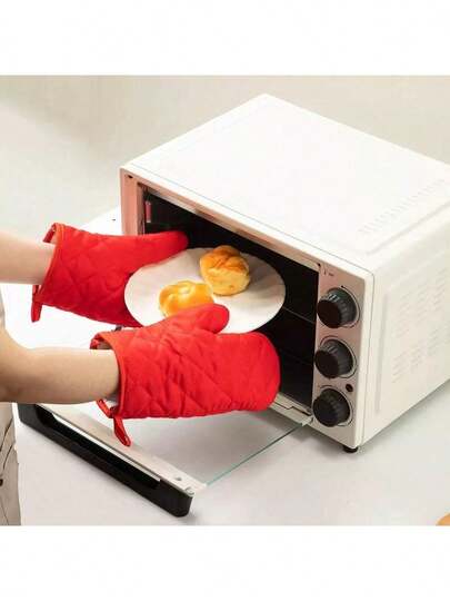 1 chiếc/bộ, Găng tay cách nhiệt, Găng tay polyester cách nhiệt và chống bỏng dùng cho lò vi sóng, Thích hợp cho các thiết bị nhà bếp gia đình, bảo vệ khi hấp và nướng.
