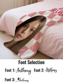 1pc Customizable Checkerboard Flannel Blanket, Personalize With Photos, Names, Suitable As Gift For Girls, Boys, Adults, Valentine's Day, Lightweight, Soft, Cozy For Bed, Sofa, Camping, Travel, All Seasons, 8 Sizes - Style a - View 5