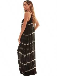 Tie Dye Spaghetti Strap Maxi Dress - White - View 2