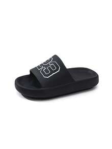 Kids EVA Foam Slippers, Lightweight Non-Slip Thick Sole Casual Home Beach Slides, Simple Solid Color, Unisex For Big Kids - Black - View 9