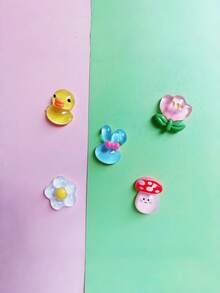 10pcs Transparent Duck, Rabbit, Mushroom, Flower Shoe Charms Decorations, Suitable For Clogs, Beach Sandals - Multicolor - View 4