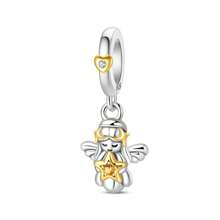 1 peça de pingente de prata esterlina 925 com pingente de árvore da paz em formato de coração e anjo, formato de diamante colorido, faça você mesmo, joias para combinar com roupas do dia a dia, decoração para meninas/mulheres, dia dos namorados