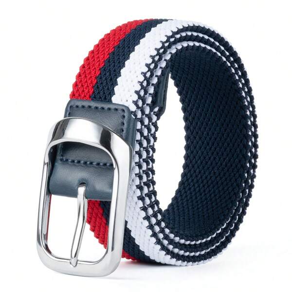 1pc Men's Striped Double-Layer Elastic Waist Belt, No Buckle Required, Casual Fashionable PU Leather Golf Belt, 2025 Summer Accessory For Music Festivals Summer, School Casual, Business, Boyfriend Husband Father Dad Men Gift, Daily Wear, Fashion, Teen, Outdoor, Vacation, Athletic, Travel, Street, Boho, Vintage Fall, Autumn, Halloween Autumn-Winter Accessories,Suitable For Teens, Youth,Men,Casual, Outdoor, Athletic, Vacation, Graduation Gifts, Birthday, Daily Wear