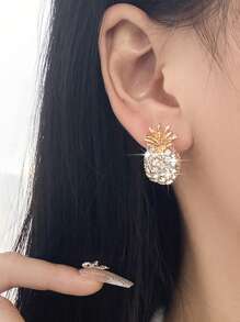 1 Pair Of Fruit Pineapple Earrings, Luxury Style, Chic & Creative Jewelry For Girls
