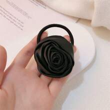 4pcs Elegant Rose Satin Hair Scrunchies, Minimalist Charming Sweet Vintage High-End Floral Print Ponytail Holders, Suitable For Daily Commute, Party, Outfit Matching, Bohemian, Polyester Fiber,Hair Accessories,Hair Elastics,Hair Ties,Hair Rope