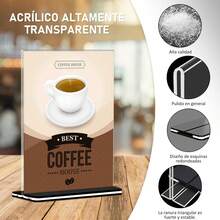 Porta Menu, 10Pcs-Soporte de Letrero, Soporte para Menús de Acrílico, Menu Holder Doble Cara Transparente para Restaurantes, Oficina, Publicidad, Bares, Tablero De Mesa, Almacenar, 21*15Cm - 1 - Ver 4