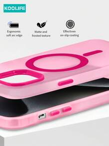 Koolife 1pc Magnetic Wireless Charging Magsafe Independent Button Colorblock Frosted Magnetic Phone Protective Case Full Body Anti-Drop PC+TPU Cover Compatible With IPhone Apple 11/12/12 Pro/12 Plus/13/13 Pro/13 Pro Max/14/14 Pro/14 Pro Max/15/15 Plus/15 Pro/15 Pro Max/16/16 Plus/16 Pro/16 Pro Max/16e