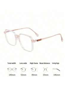 1pc [8 Colors] Light Glasses Protection Women Men Oversized Optical Frame Eye Protection Ultra Light Eyeglasses Office Computer Goggles Clear Glasses Accessories Suitable For Daily Use For Summer Beach Vacation,Outdoor,Travel