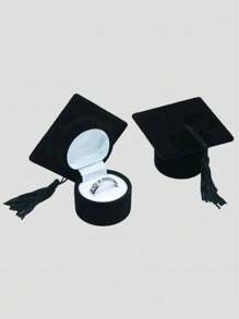 1 pieza Caja de almacenamiento de joyas con forma de birrete de graduación