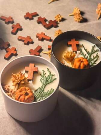 十字架蜡烛，天然大豆蜡，祈祷铁蜡烛，适用于祈祷仪式，房间装饰，应急照明