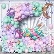Globos con forma de cola de pez y concha de estilo fiesta temática, set de globos metálicos morados y verdes, set de globos de látex rosados, verdes y morados, set de globos de fondo, regalos, decoración para aniversario, cumpleaños y festivales - Multicolor - Ver 16