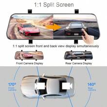 Mirror Dash Cam, Car Rearview Recorder Rear View Mirror Camera, 10 Inch Car DVR Mirror Video Recorder 1080P Touch Screen Dashcam For Car FHD Lens Streaming Driving Recorder Dash Camera