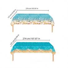 1 pieza Mantel de plástico con ola azul para fiesta de playa de verano, fiesta de playa, mantel para fiesta hawaiana, mantel impermeable para decoración de fiesta en la piscina (4 estilos)